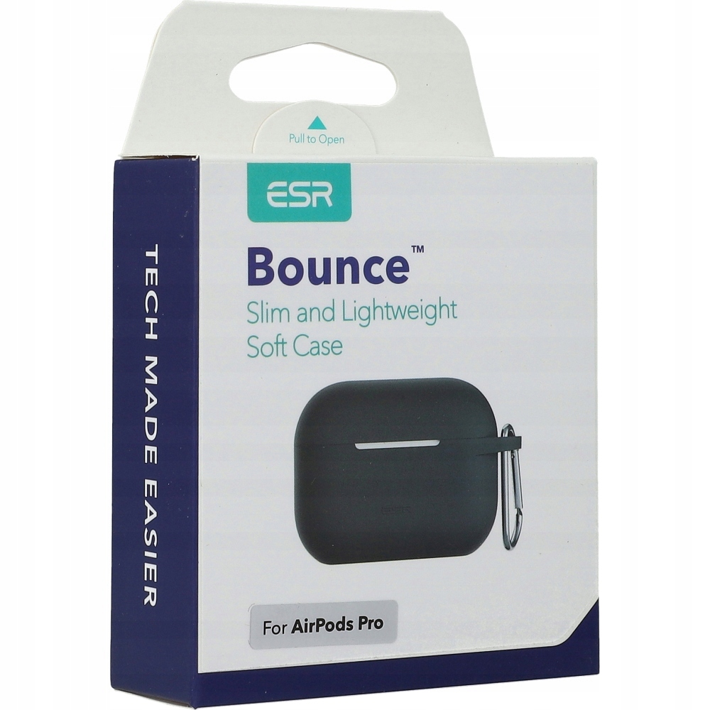 CZARNE ETUI CASE COVER ESR DO APPLE AIRPODS PRO 1 2 LEKKIE ZAWIESZKA BOUNCE Waga produktu z opakowaniem jednostkowym 0.03 kg