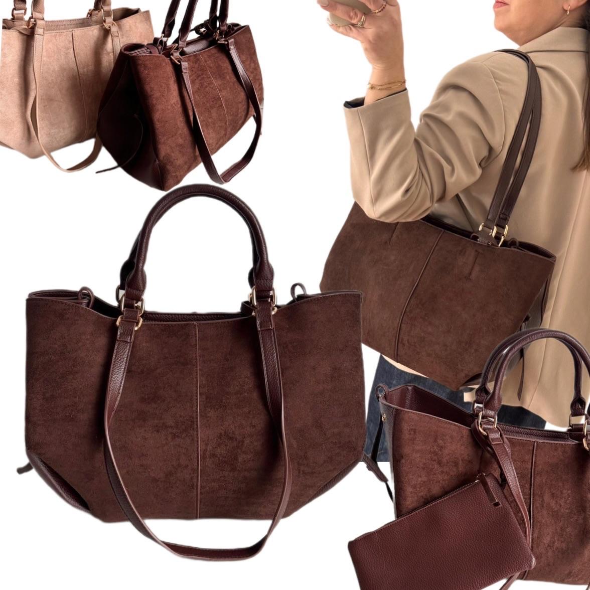 Dámská Kabelka Dárek Na Velikonoce Gallantry Paris Shopper Hnědá Semišová