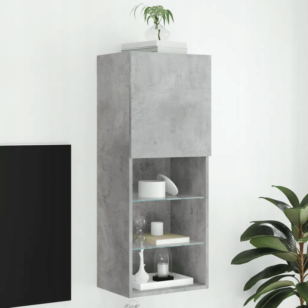 Petrashop Tv skříňka s Led osvětlením betonově šedá 40,5 x 30 x 102 cm Šed