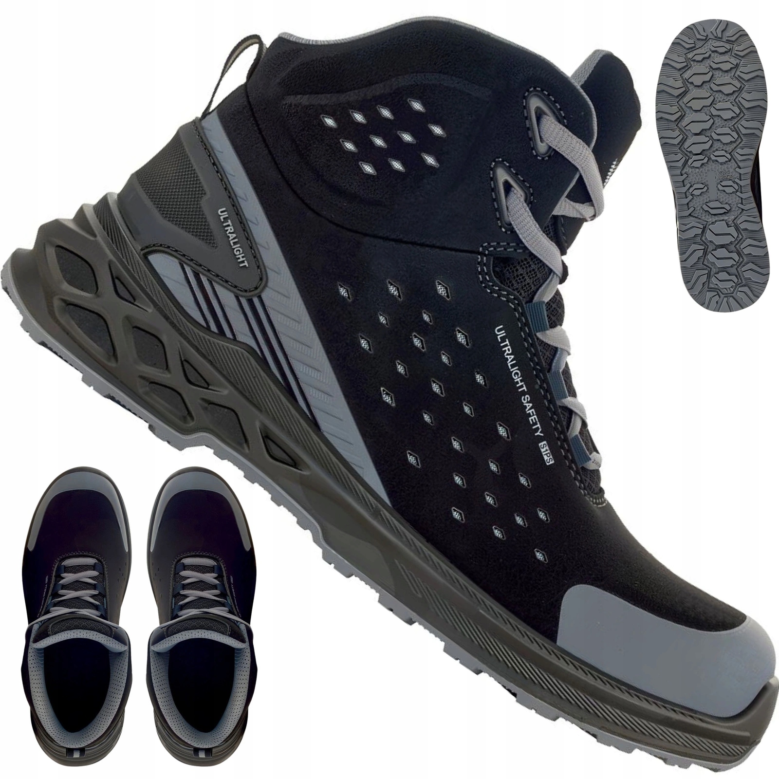 Buty robocze męskie wysokie całoroczne S1P kompozyt Esd VM Berlin 3660 45