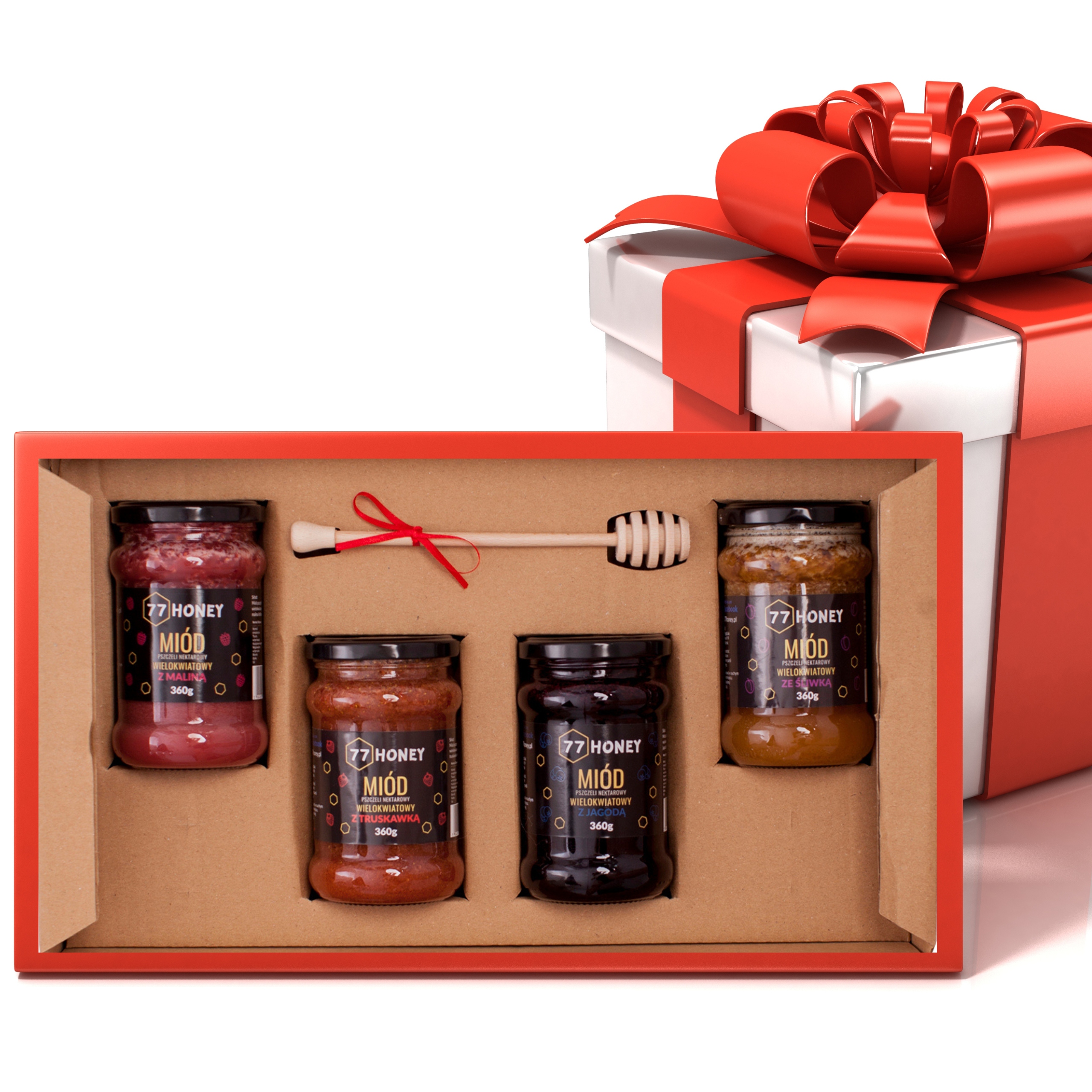 Levně Dárková sada medů s ovocem 4x400g Ideální Jako Dárek