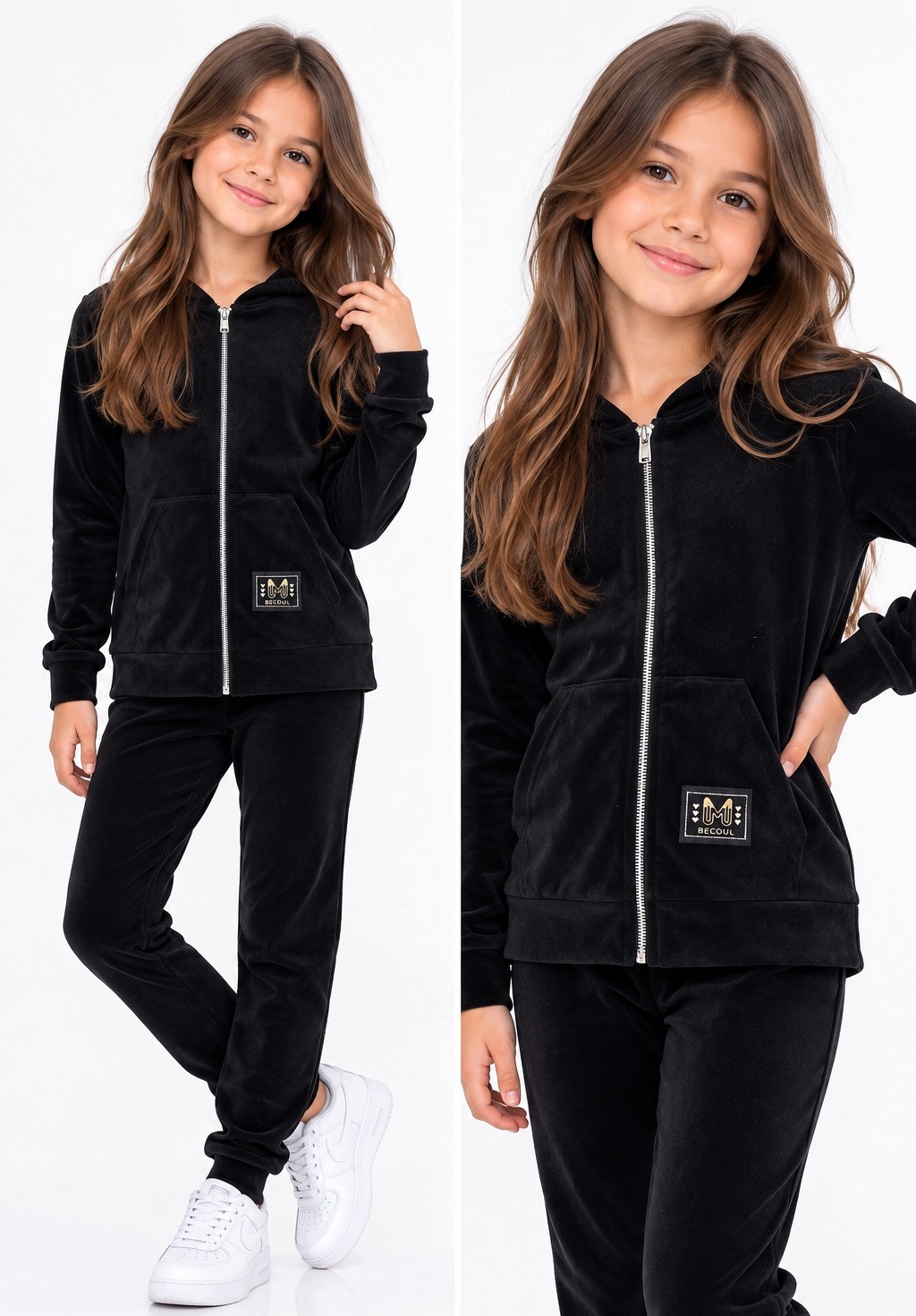 Dres Welurowy Dla Dziewczynki 116 Sportowy bluza spodnie Komplet zestaw
