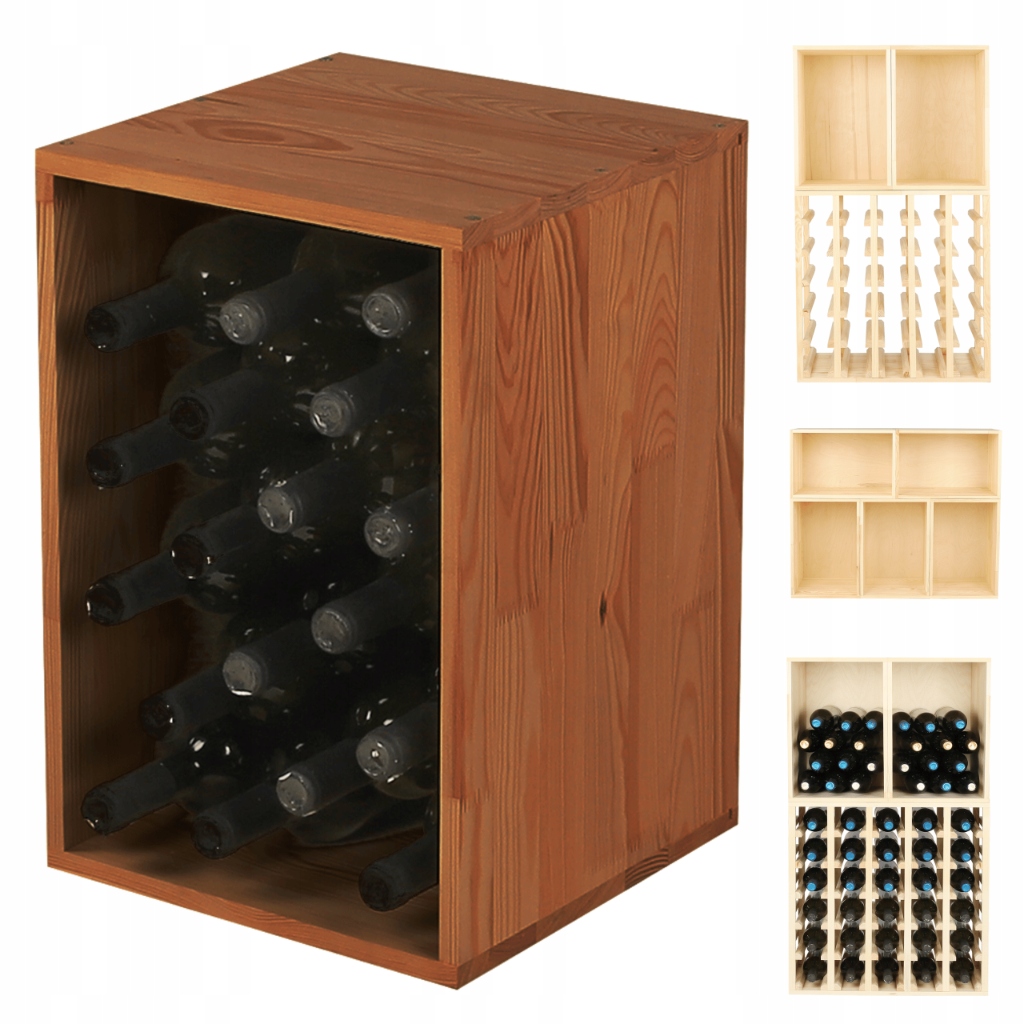 Krabicový regál na víno na lahve dřevěný stojan Modulární 45x30x30 Eko