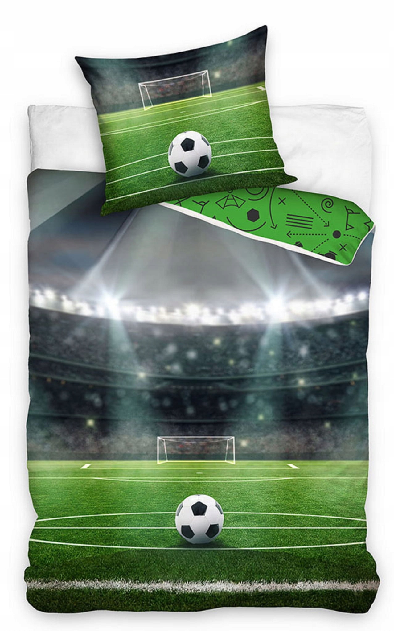 Pościel bawełna 160x200 Boisko piłkarz piłkarska piłka zielona