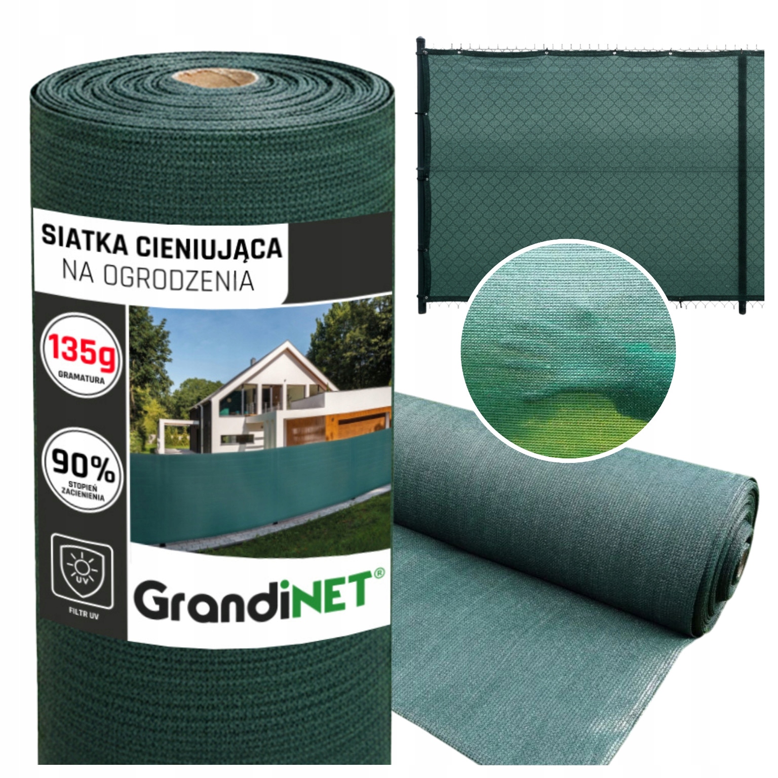 Siatka Osłona 2x15m Na Ogrodzenie Płot Balkon 90% Uv Zielona Przed Wiatrem