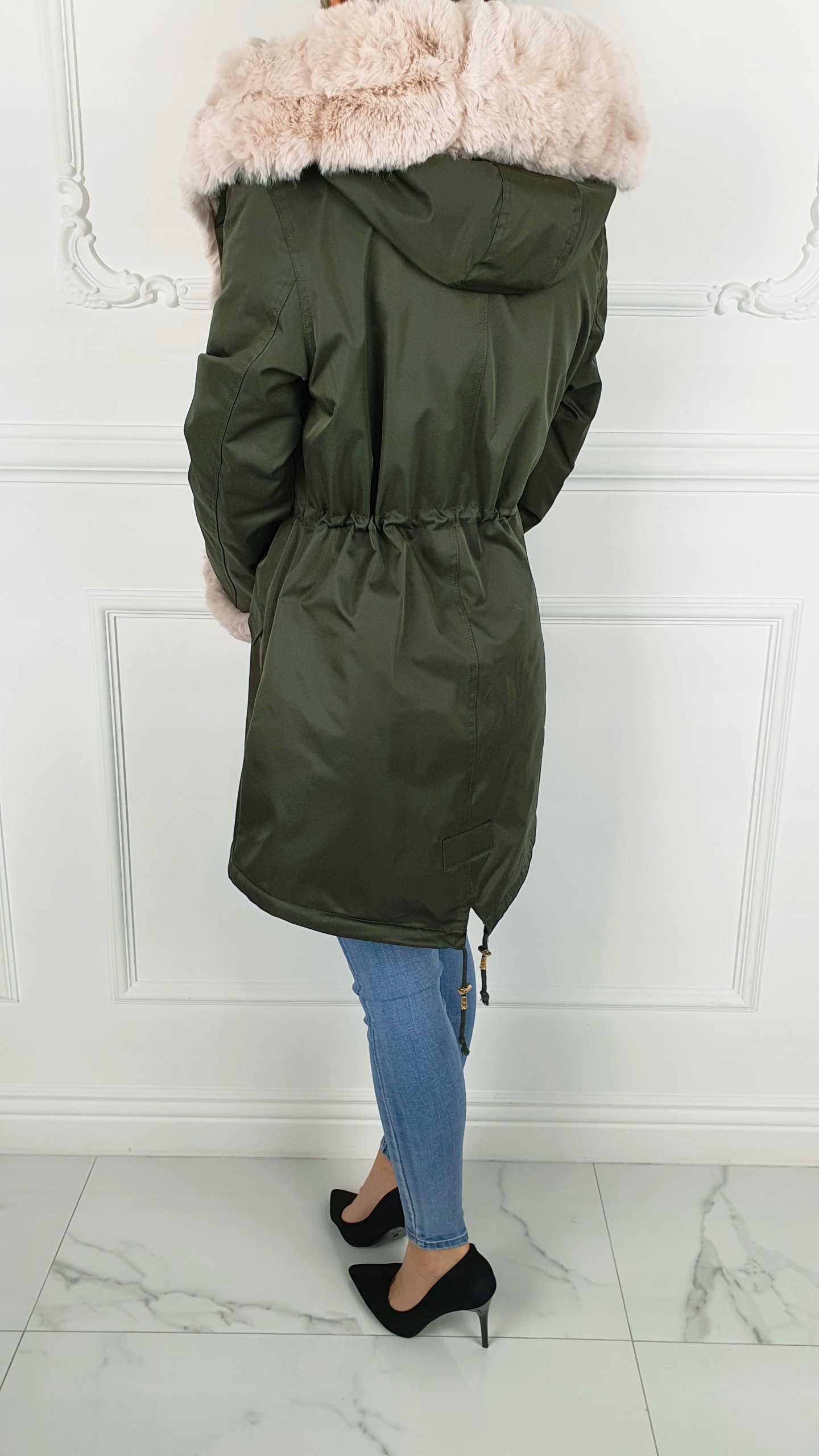 ZJAWISKOWA KURTKA DAMSKA DŁUGA Parka ZIMOWA Kolory Wzór dominujący bez wzoru