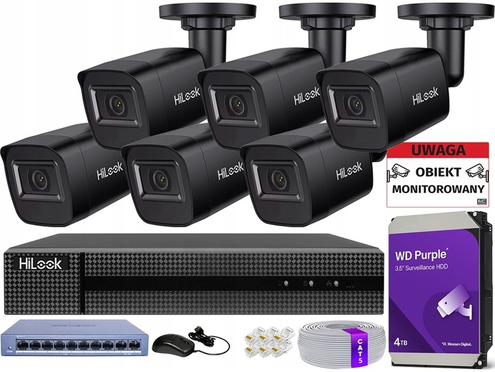 Set Na Monitorovanie Domu 6 Kamer 4MPX Vonkajšie Poe Ip Disk 4TB