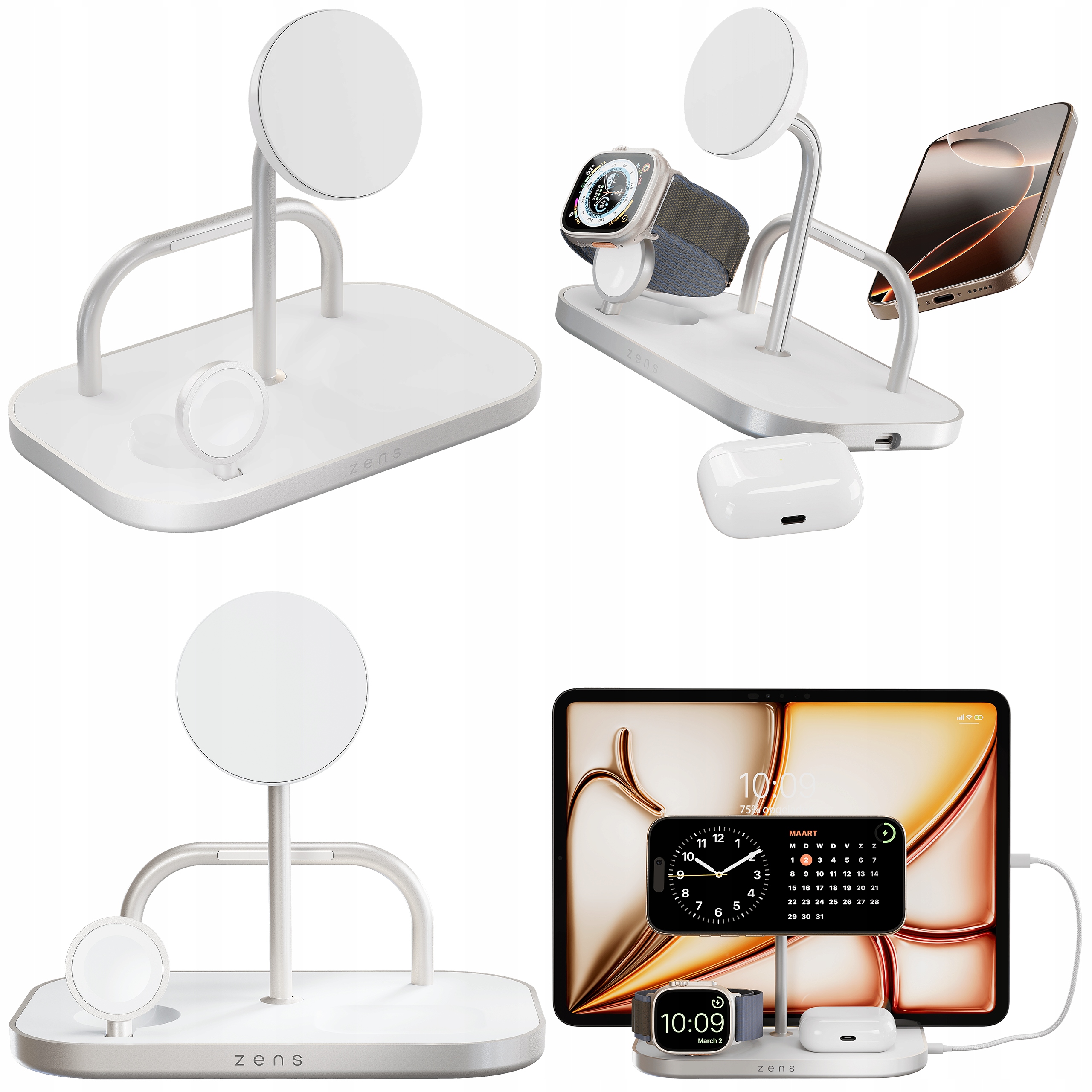 Zens 4-1 Charger – Bezdrátová nabíječka Qi2 60W s MagSafe pro Apple