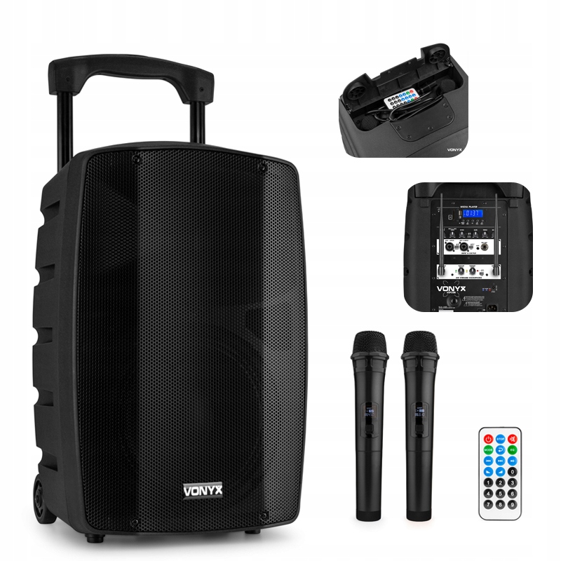 Kolumna aktywna mobilna 200W 10” bluetooth dwa mikrofony bateria Vonyx