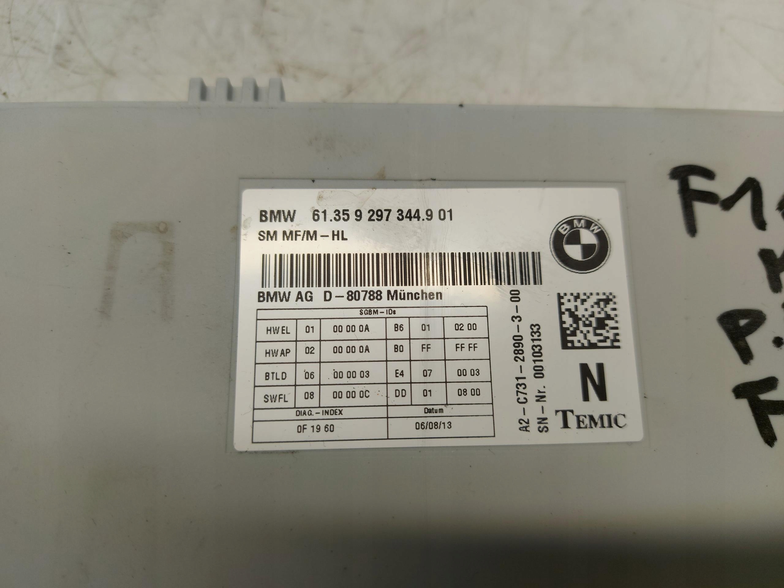 BMW F10 M5 M6 module control unit seat right front 92973449 9297344