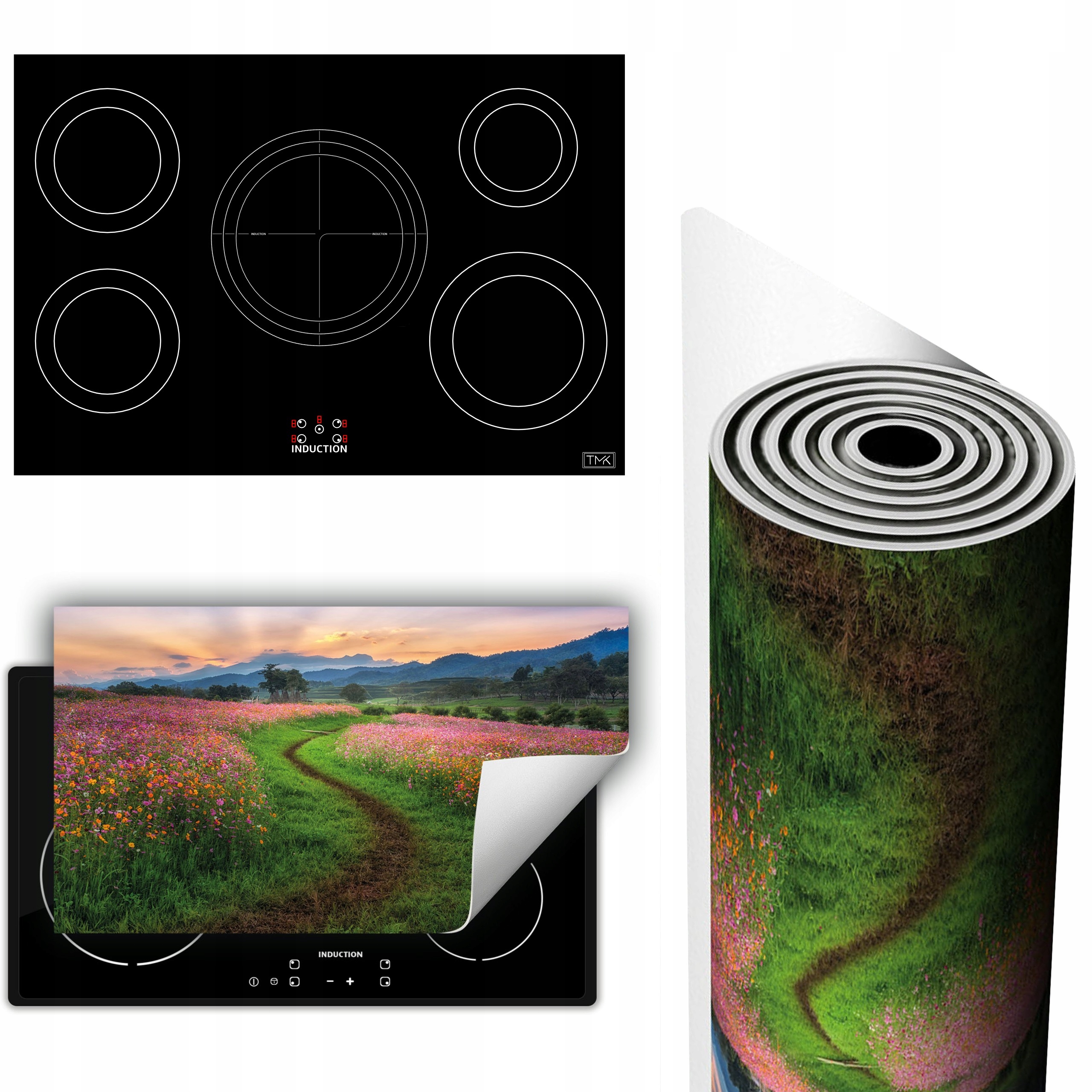 Vinylová Podložka Na Ochranu Kuchyňské Desky 90x52 Krajina květiny