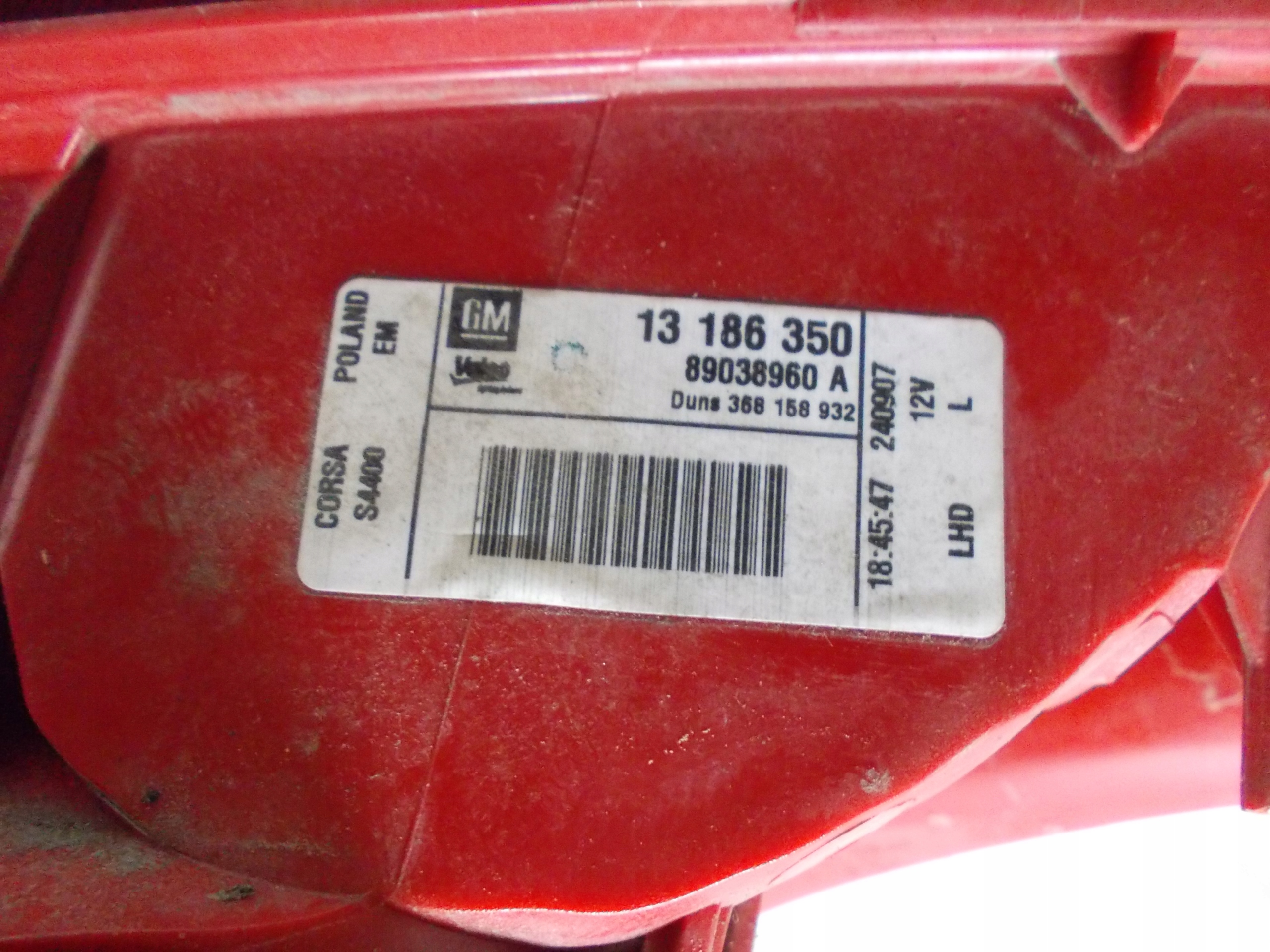 OPEL CORSA D 1.2 B 07R light left rear part 13186350