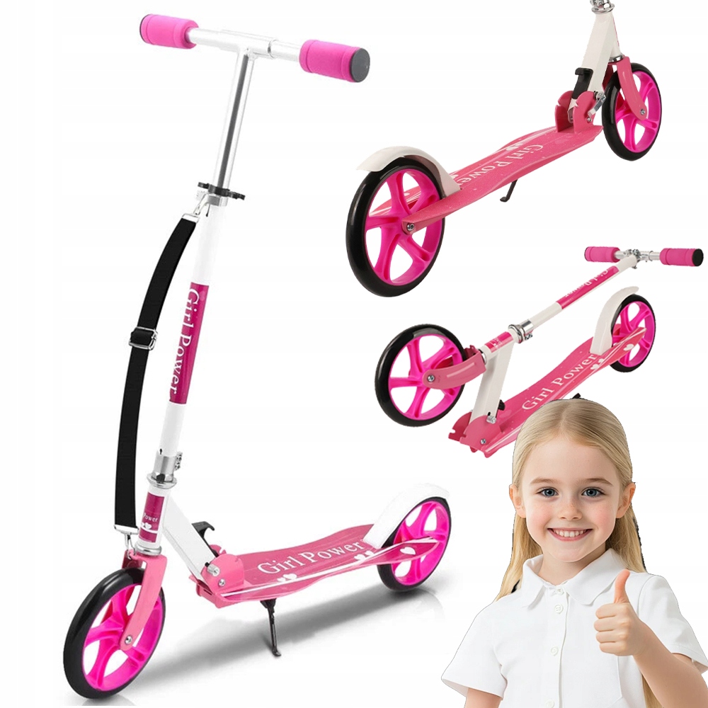Hulajnoga Dwukołowa dla Dzieci 5-12 lat Regulowana Różowa Składana