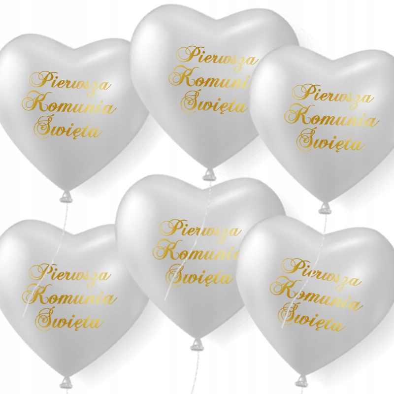 

Zestaw balonów komunijnych białe serca Komunia Św