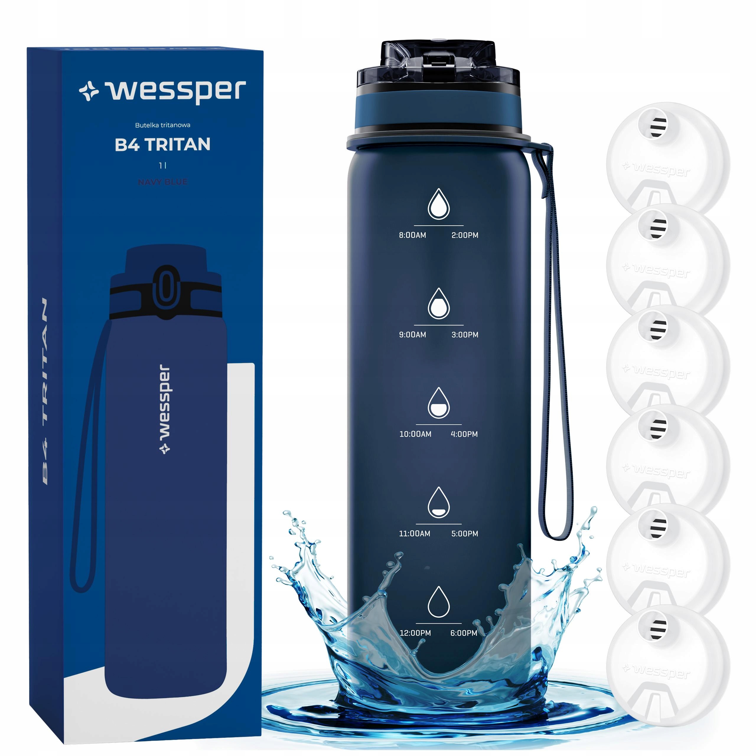 Filtrační láhev láhev na pití na vodu Tritan Bpa Free Wessper B4 1l 6x filtr