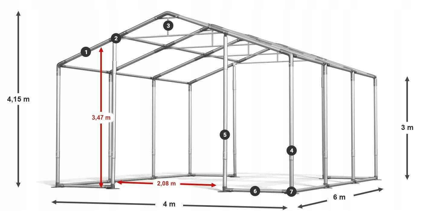 Namiot Imprezowy 4x6m [3m] Mocny DAS 580 W Szerokość 4 m