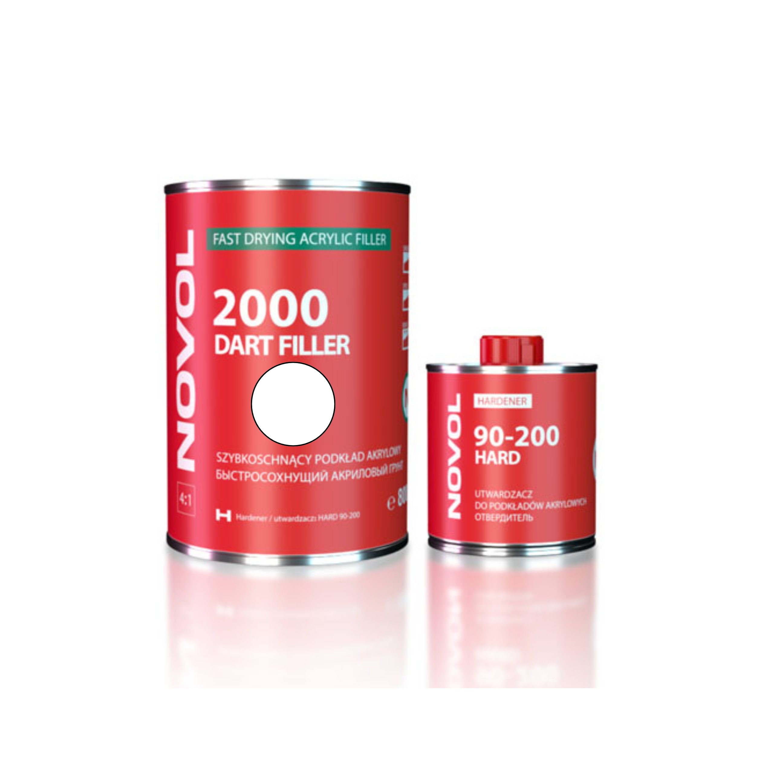Podkład Akrylowy Szybkoschnący Biały Novol 2000 Dart Filler 1000ml Komplet
