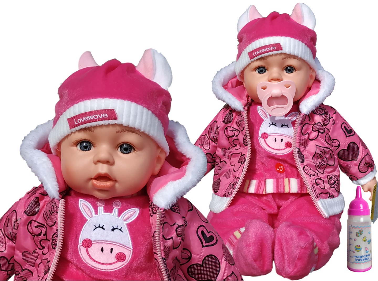 

Lalka Jak Żywa Bobas 45cm Mówi butelka smoczek New