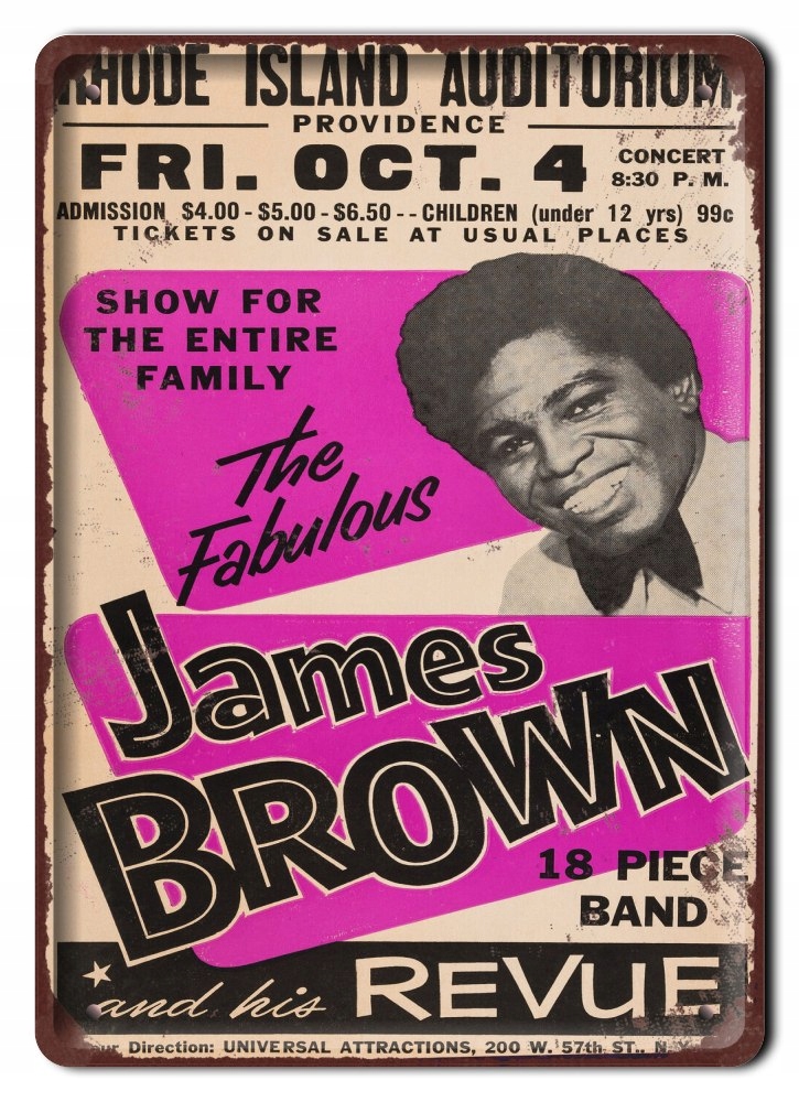 James Brown Plakat Metalowy Szyld Retro #12099