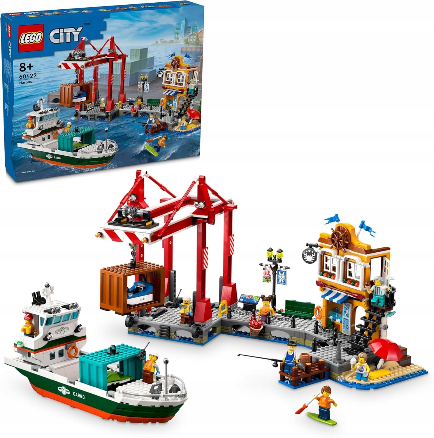 Lego 60422 Námořní přístav s nákladní lodí, jeřáb, kontejnery, restaurace