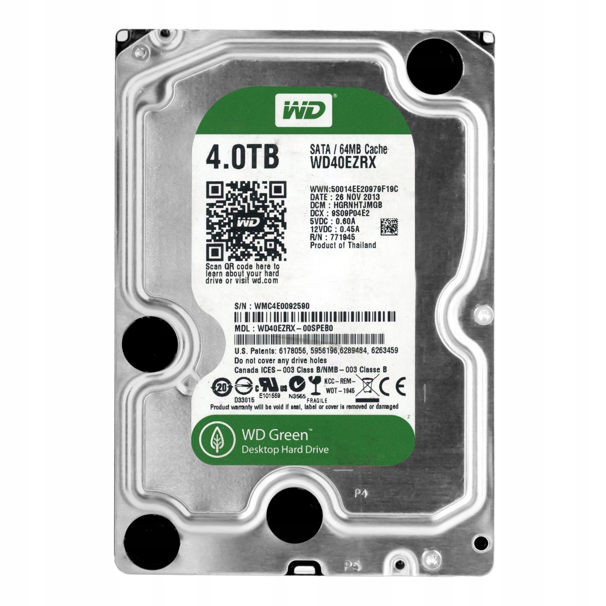 Wd Green 4TB 5.4K 64MB Sata III 3.5'' WD40EZRX