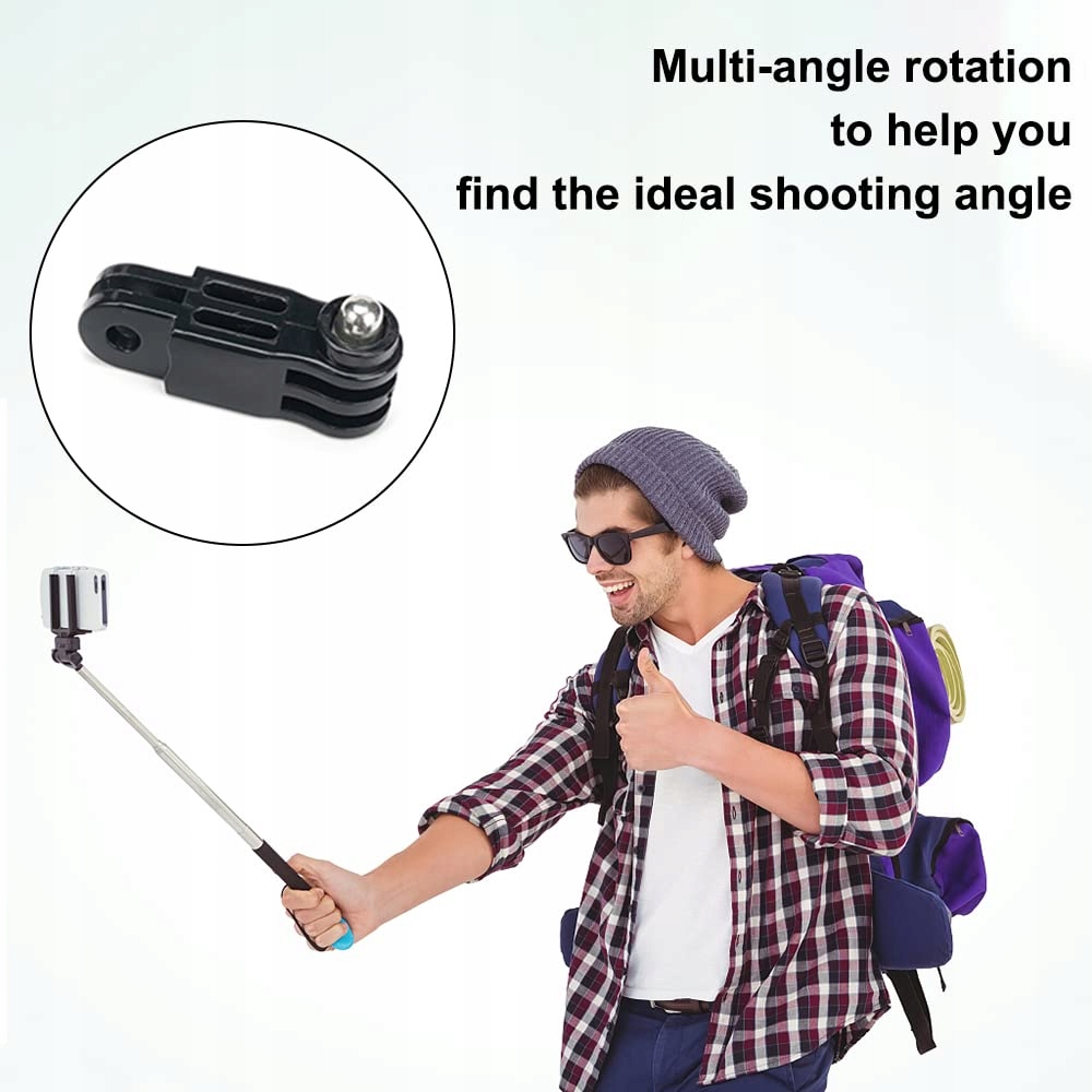 ZESTAW DO 2 KAMER SPORTOWYCH Z REGULOWANYM RAMIENIEM DO GOPRO HERO — miniatura 5