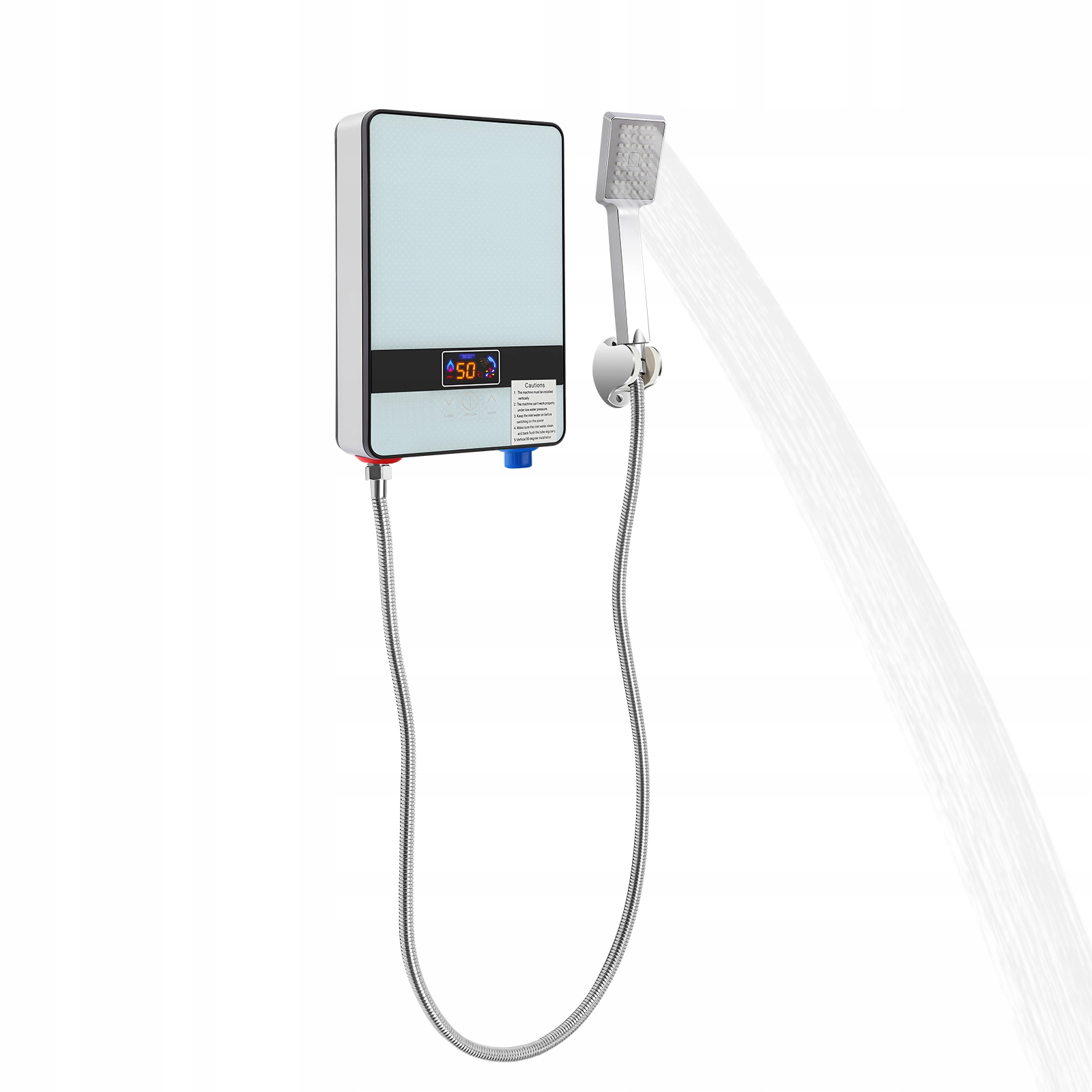 6500W 220V Průtokový Elektrický Ohřívač Vody Černý S Ruční Sprchou