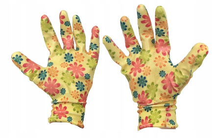 RĘKAWICE W KWIATY OCHRONNE DO OGRODU rozm.8-M