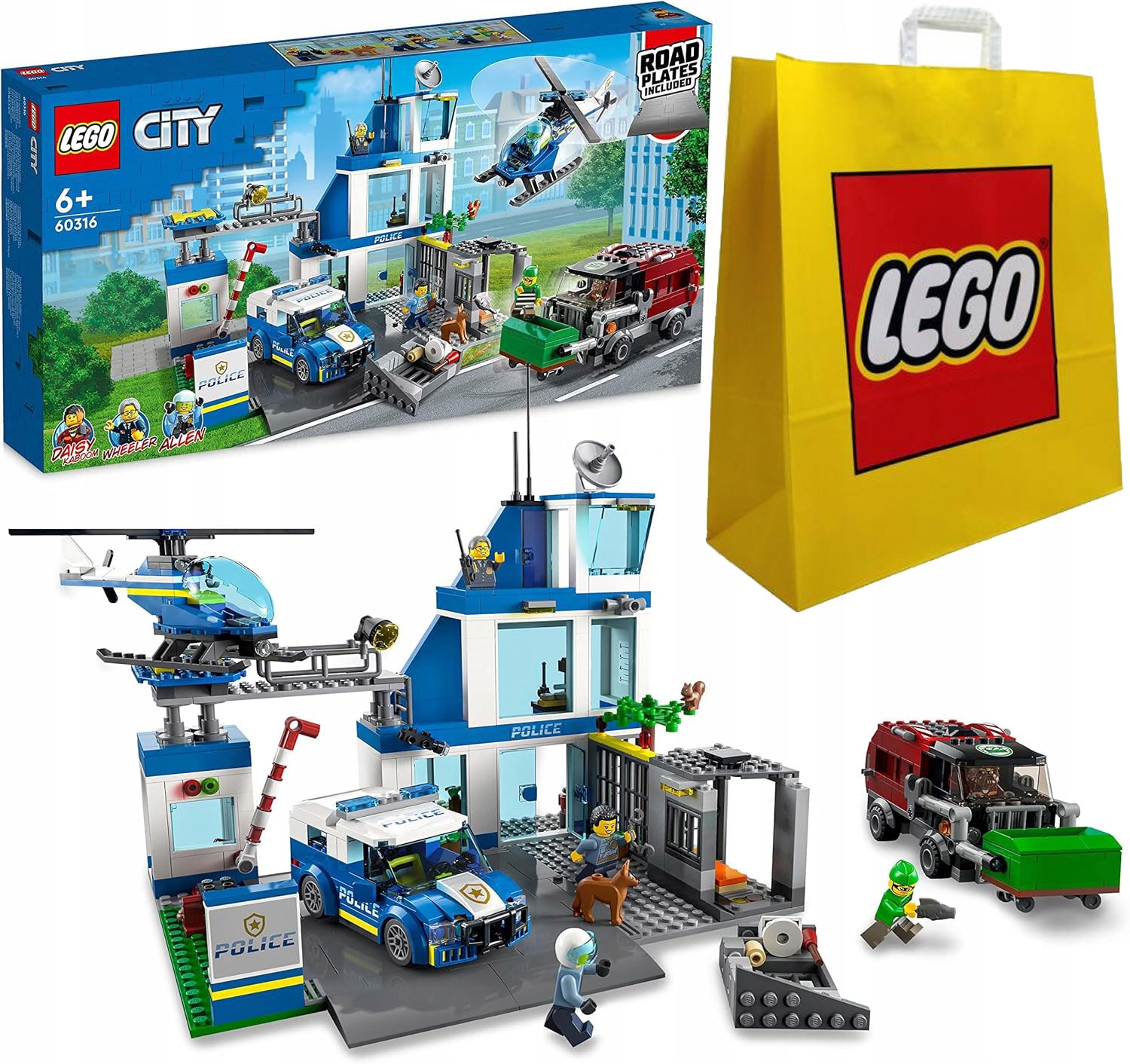 Klocki Lego 60316_668EL City Posterunek Policji Komenda Helikopter torba