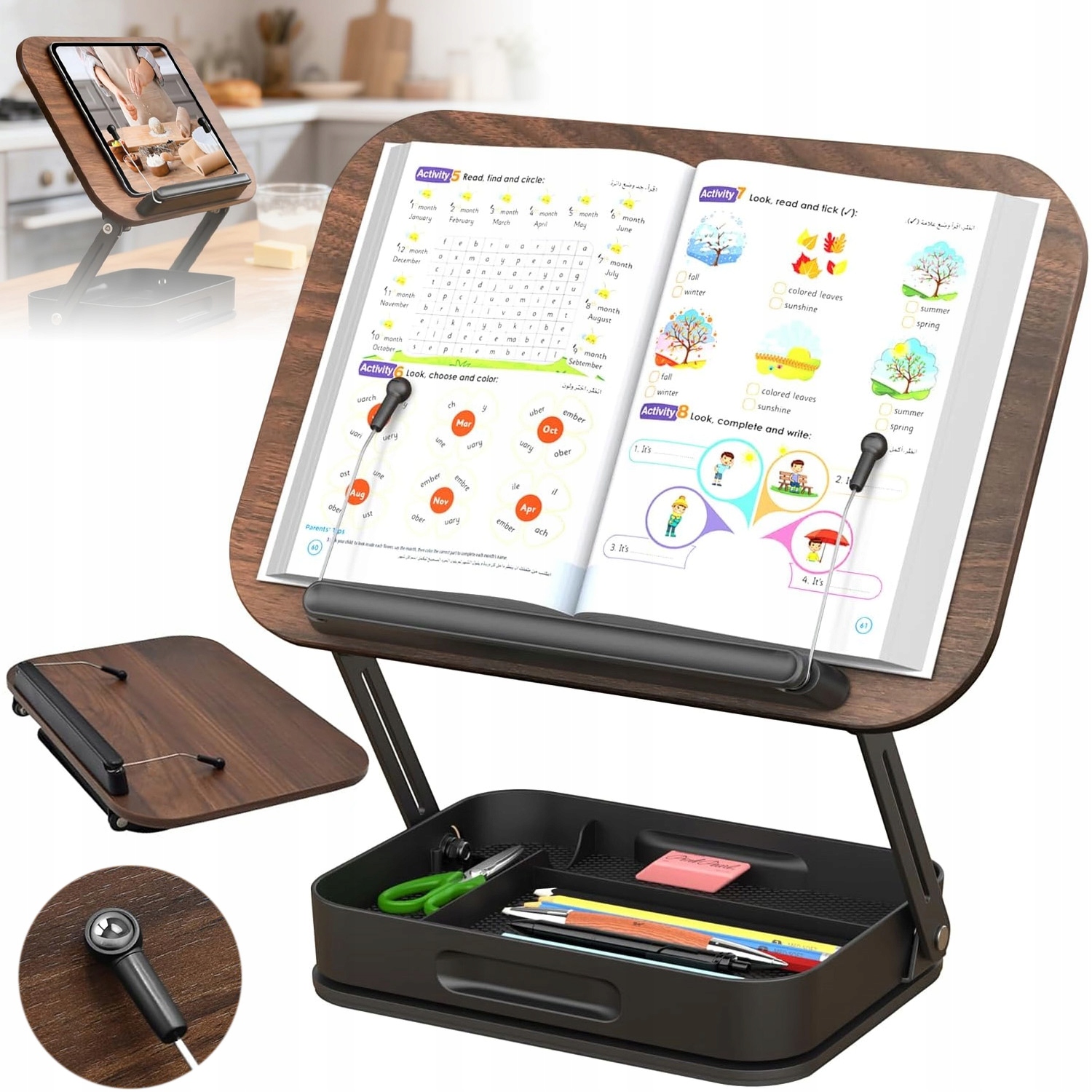 Podstavec Pod Knihu Tablet Dřevěný Stojánek Na Čtení Skládací