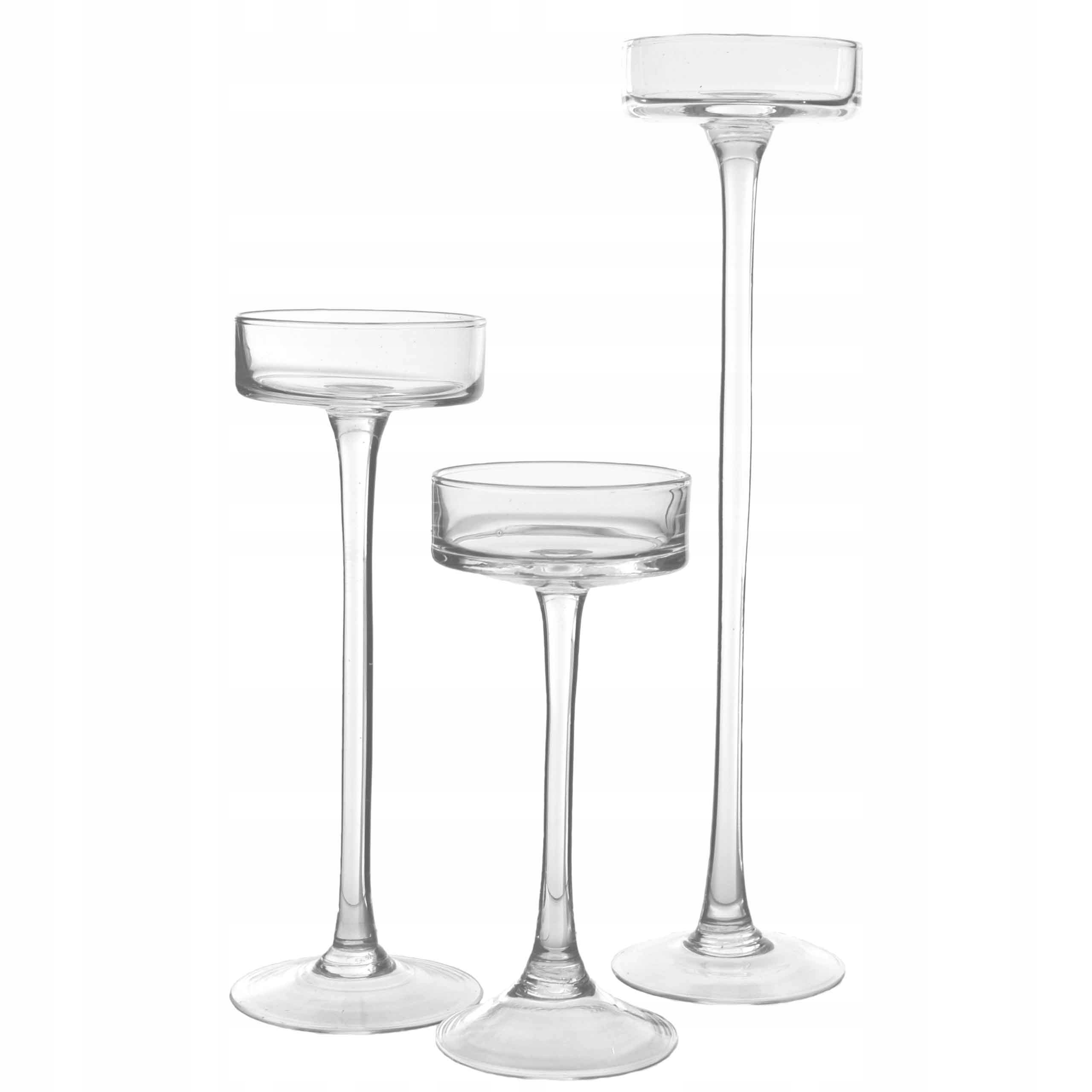 

Świecznik szklany Zestaw 3 szt Komplet 30/25/20cm.