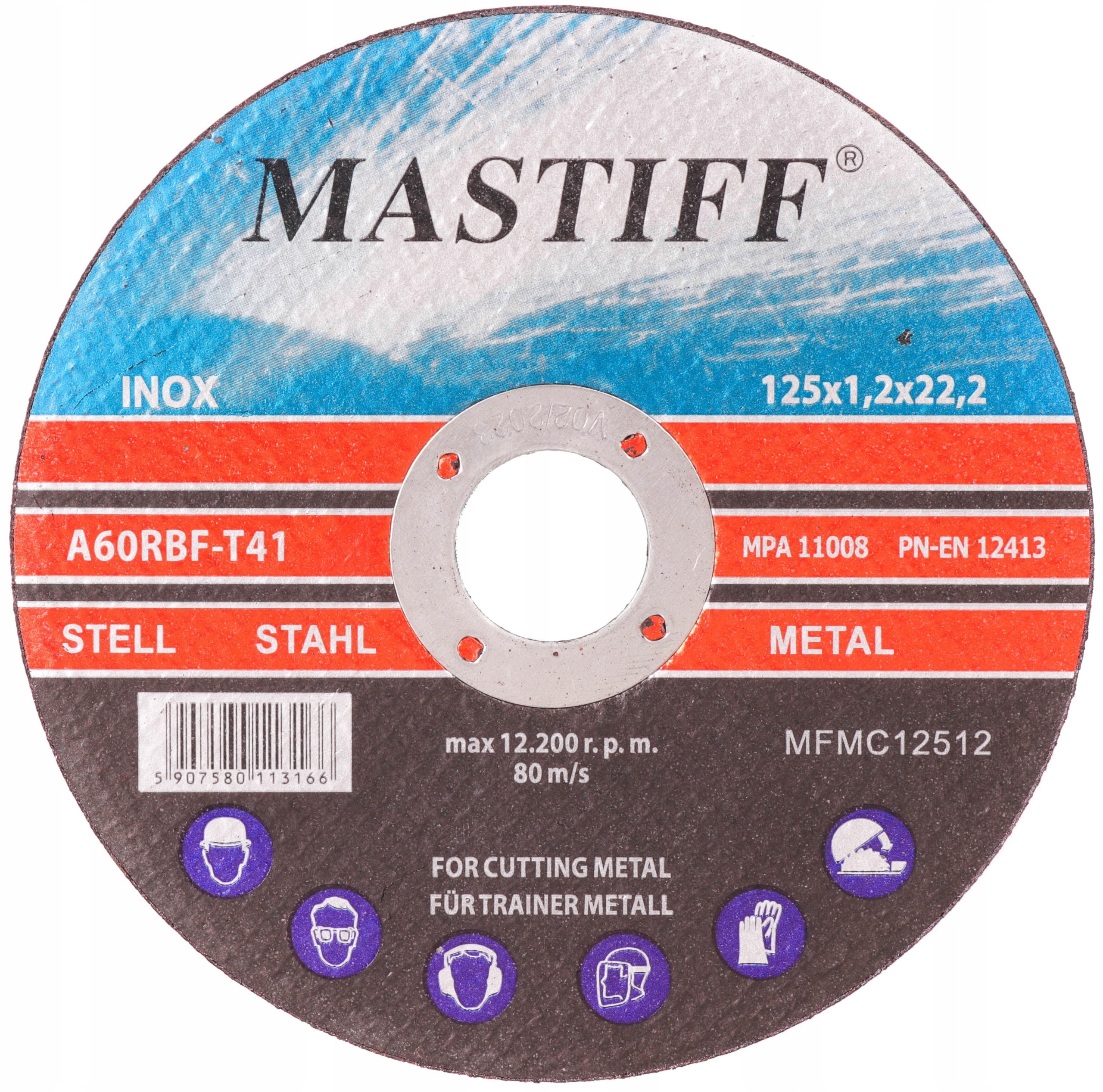 TARCZA DO CIĘCIA METALU 125x1,2 INOX TARCZE 10 SZT Marka Mastiff