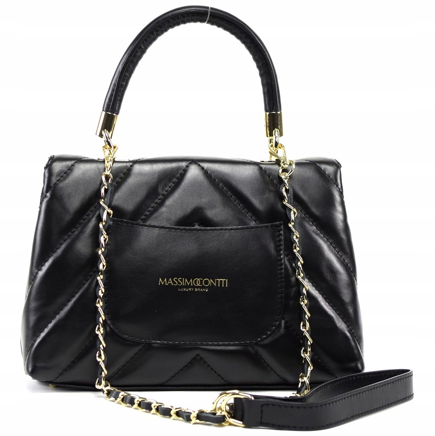 TOREBKA MASSIMO CONTTI SKÓRA PIKOWANA CZARNA 966A Kolor czarny