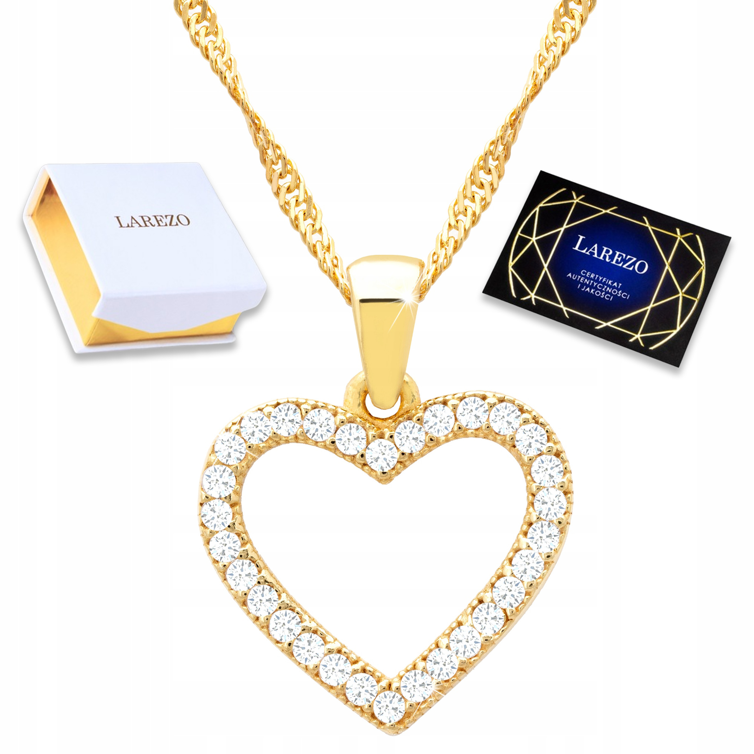 Zlatý náhrdelník Srdíčko Srdce Zirkon Lesklé Láska Stříbro 925