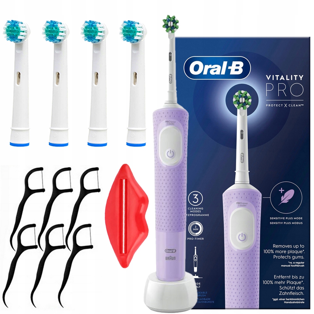 Szczoteczka Elektryczna Oral-b Vitality Pro Lilac Violet końcówki nici