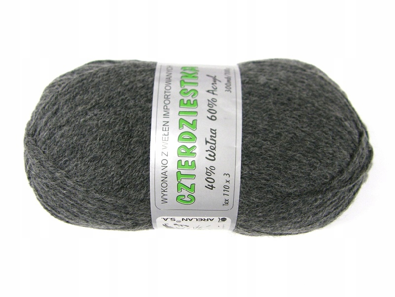 Włóczka Czterdziestka, 40% wełna 8-1750 Szary