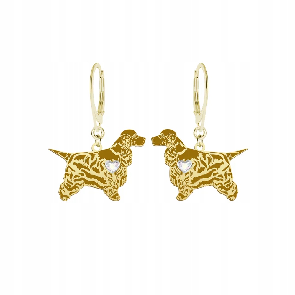 Náušnice Zlaté se psem Kokršpaněl Anglický 925 Žena Gravírování Bonus