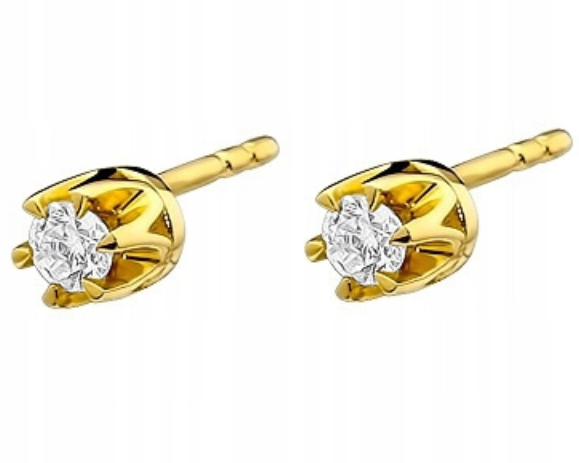 Zlaté náušnice s brilianty 0,16 ct, tyčinky, vruty