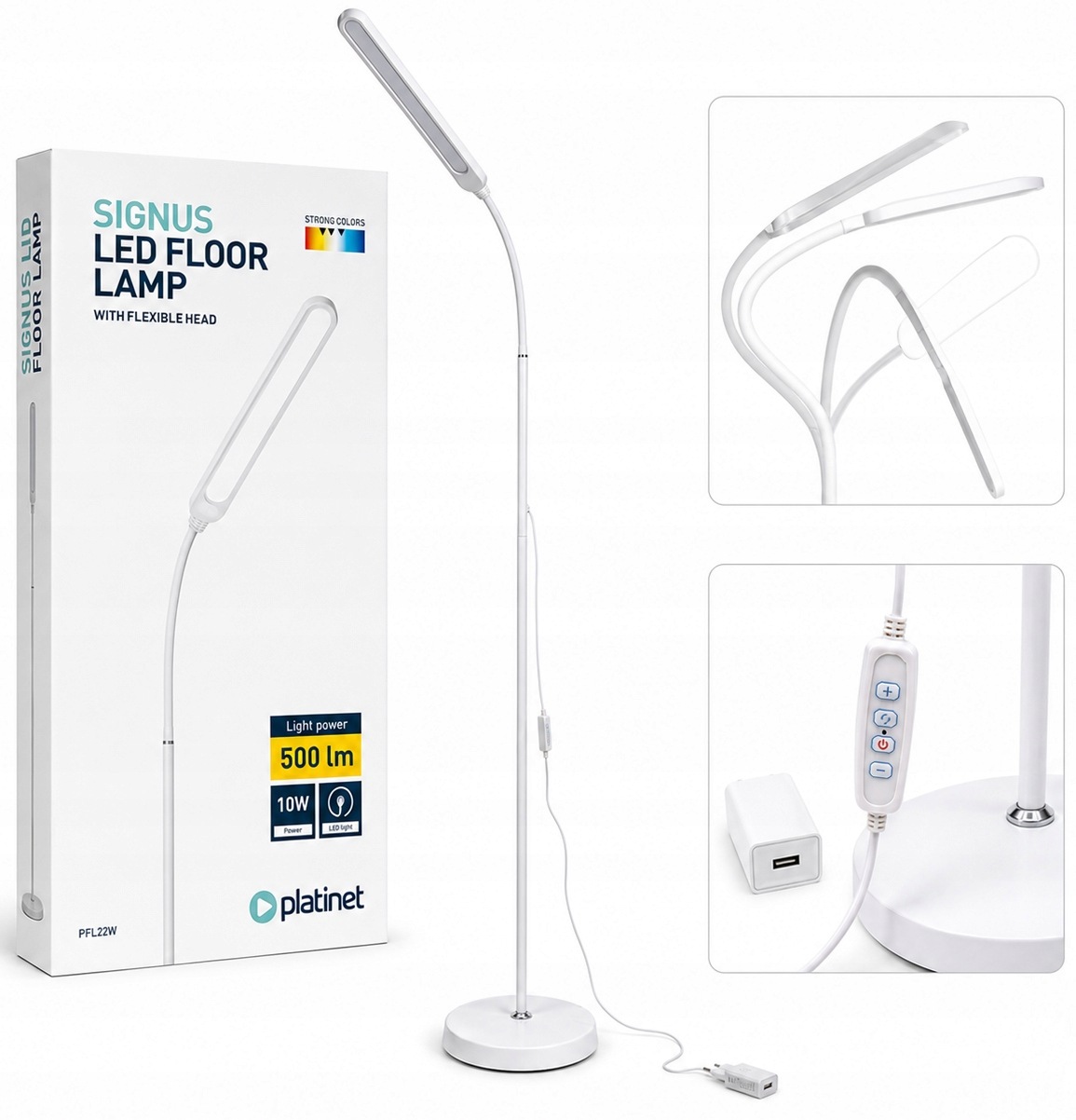 Nowoczesna Lampa Stojąca Podłogowa Nocna Led 10W 500 lm. Platinet