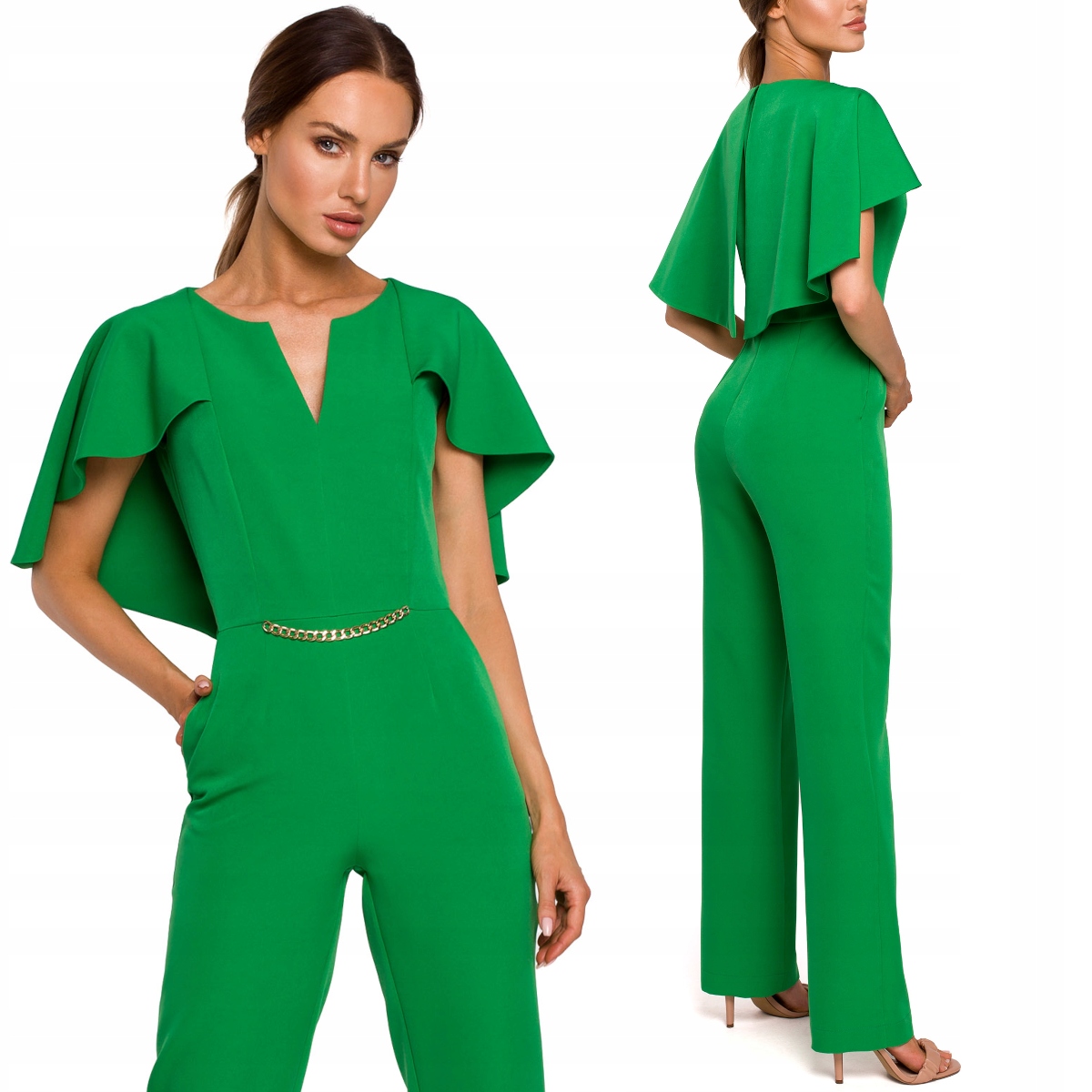 KOMBINEZON ELEGANCKI DAMSKI KOBIECY DOPASOWANY PIĘKNY FASON ZIELONY 42 XL