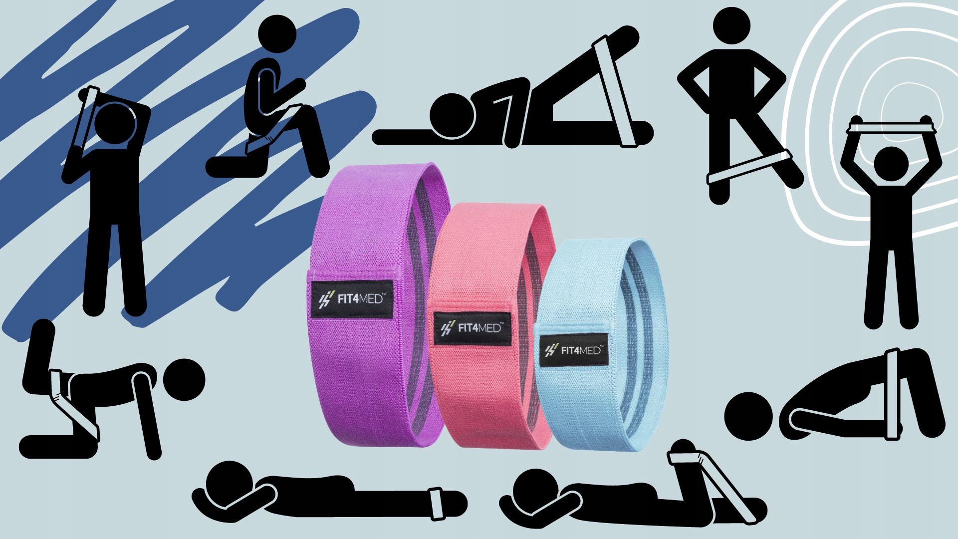 ZESTAW 3 GUM ĆWICZEŃ HIP BAND FITNESS CROSSFITHIP Model QW01