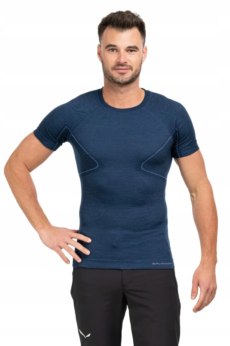 Koszulka Męska Brubeck Active Wool Ss11710 Navy Blue xxl