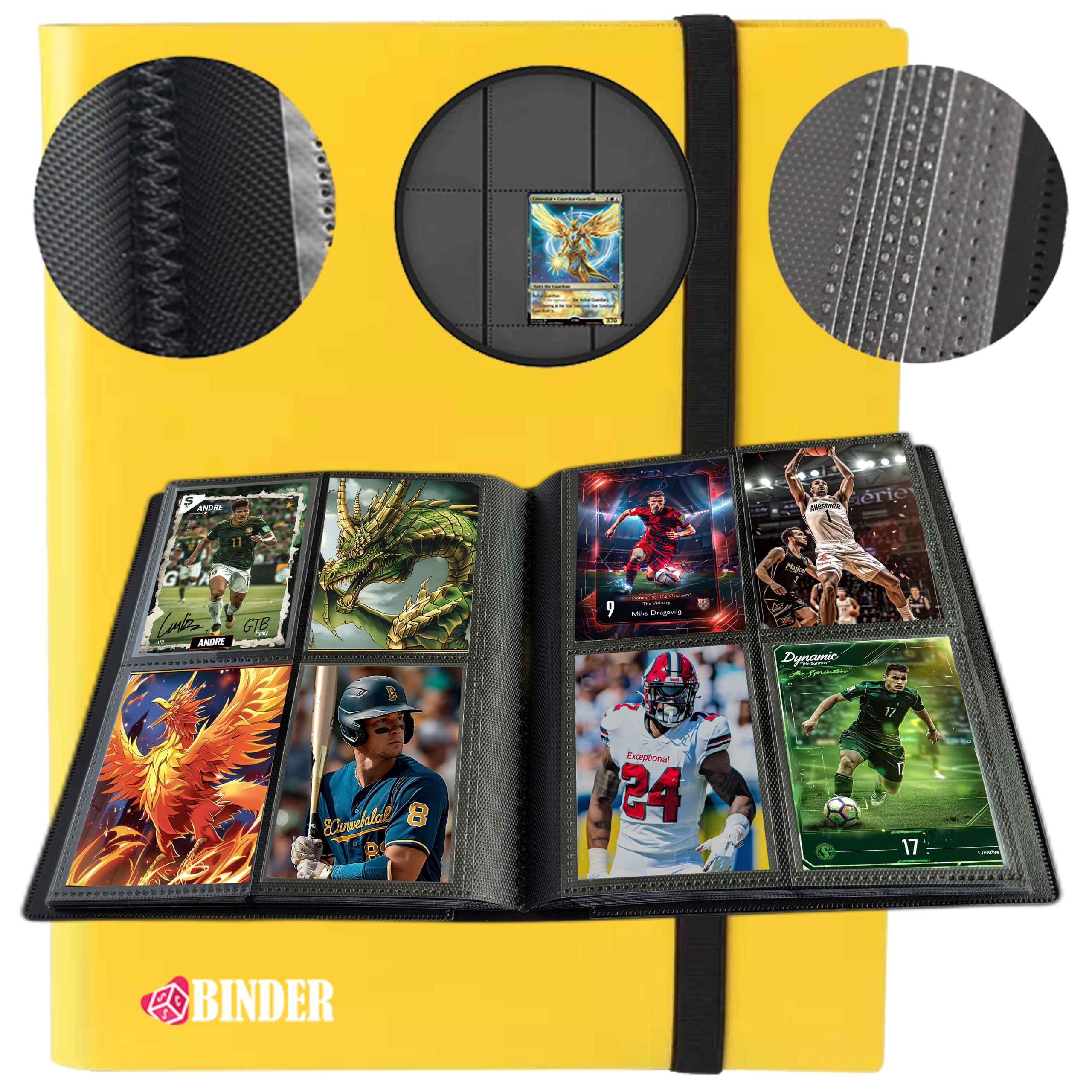 Album na karty Tcg Mtg Pokemon Binder 4-Pocket Żółty Klaser 160 kart