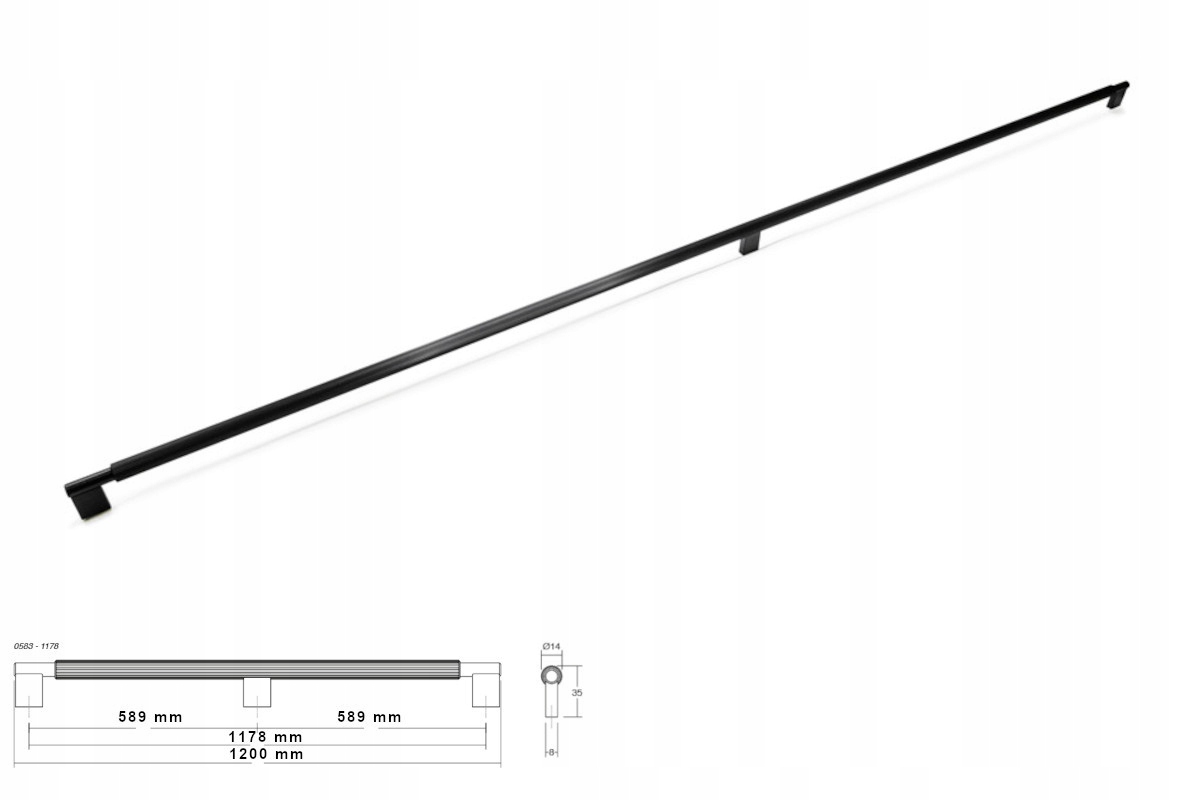 Nábytkový držiak Viefe 0583 Arpa 1178 mm, čierny výbrus
