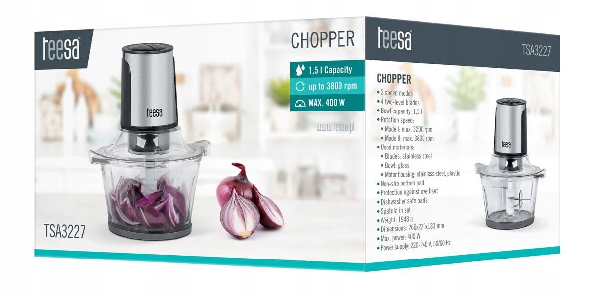 ELEKTRYCZNY ROZDRABNIACZ SIEKACZ WARZYW MISA 1,5L Model TSA3227