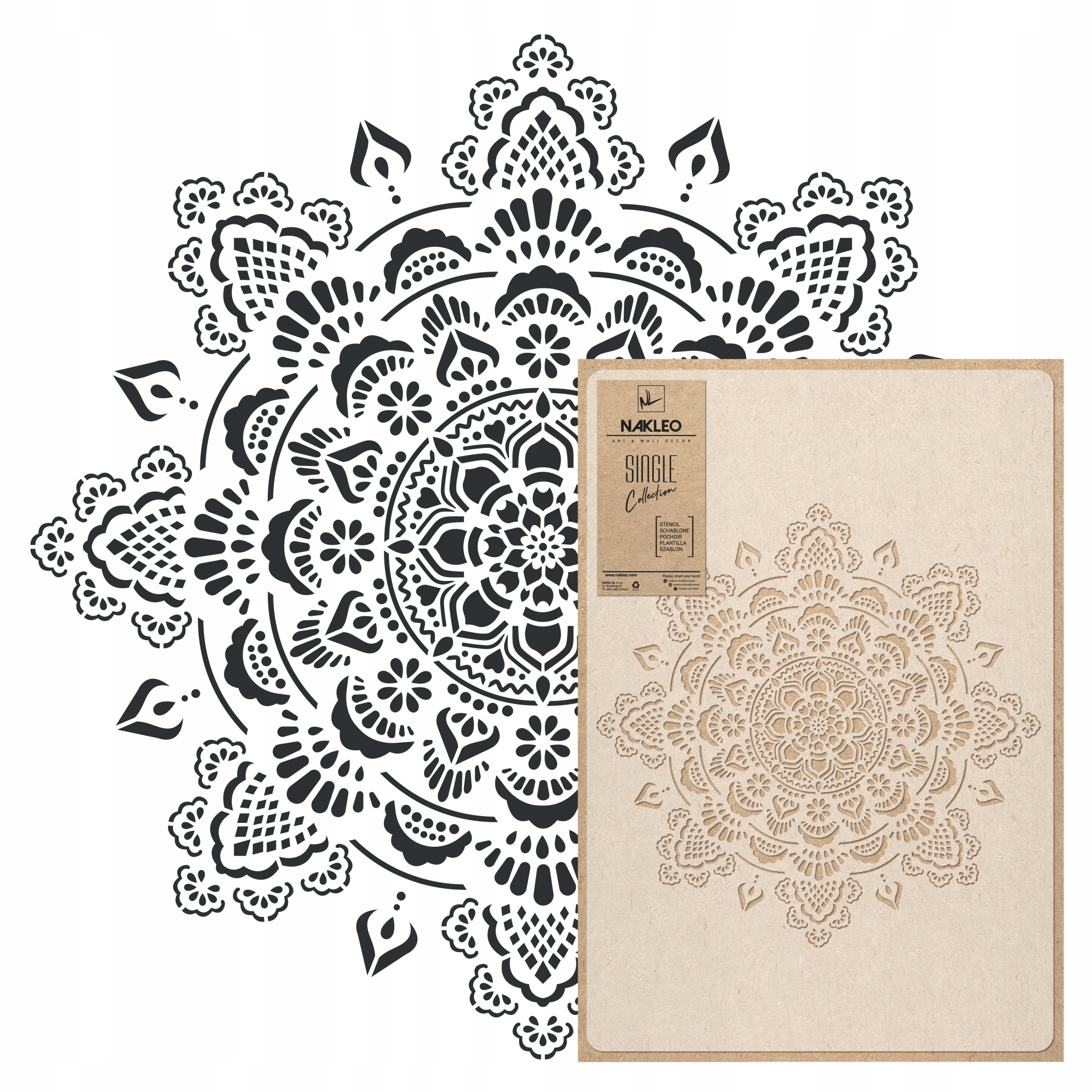 Malířská šablona Mandala L-celý vzor Průměr 56 cm Opakovaně Použitelný Omítka Beton