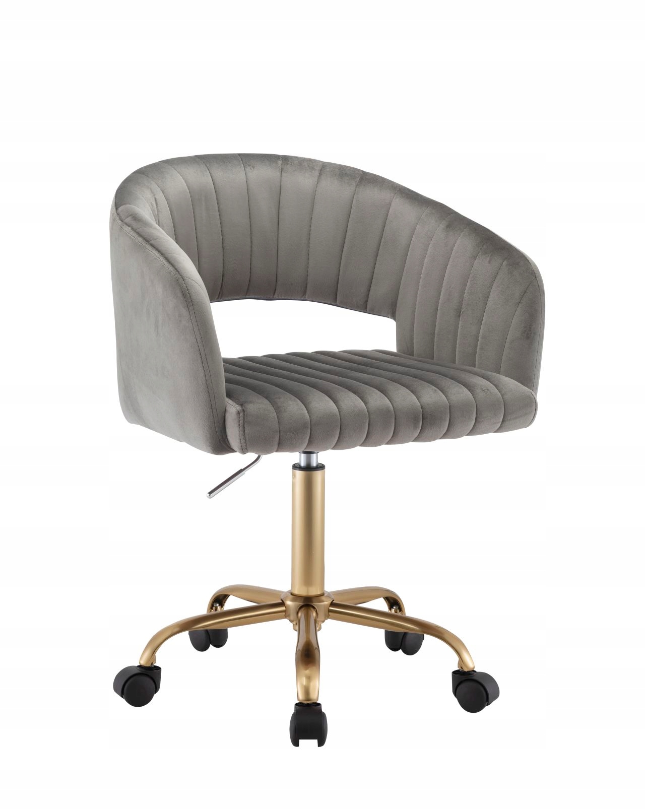 Szary Obrotowy Fotel Biurkowy Velvet - Elegancki i Wygodny Design