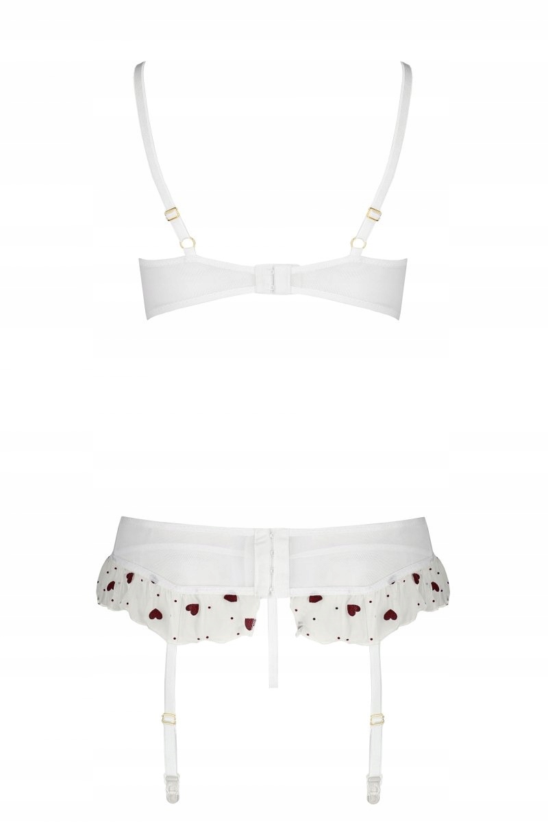 LOVELIA KOMPLET white S/M - Passion Zawartość kompletu Pas do pończoch Stringi Z biustonoszem