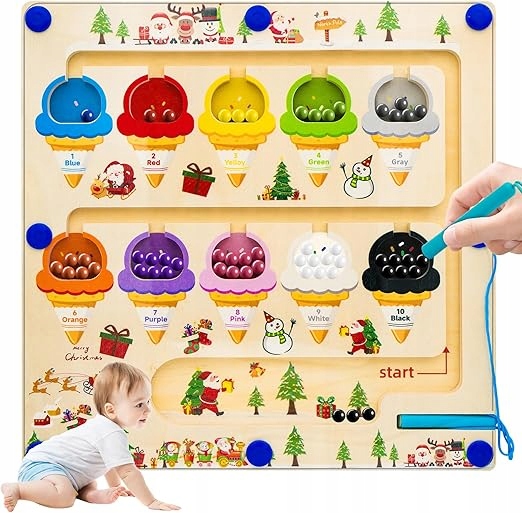ZABAWKA EDUKACYJNA MONTESSORI TABLICA MAGNETYCZNA GRA LABIRYNT DZIECI