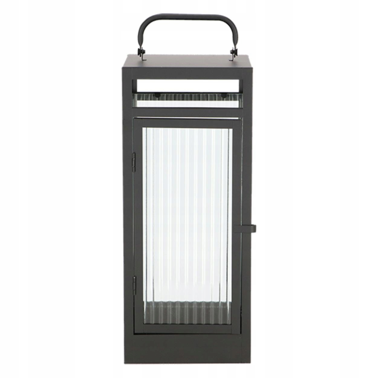 Ryflovaný Lampáš Na Sviečky, Veľmi Veľký, Vysoký 46,3 CM, Sklenené Steny